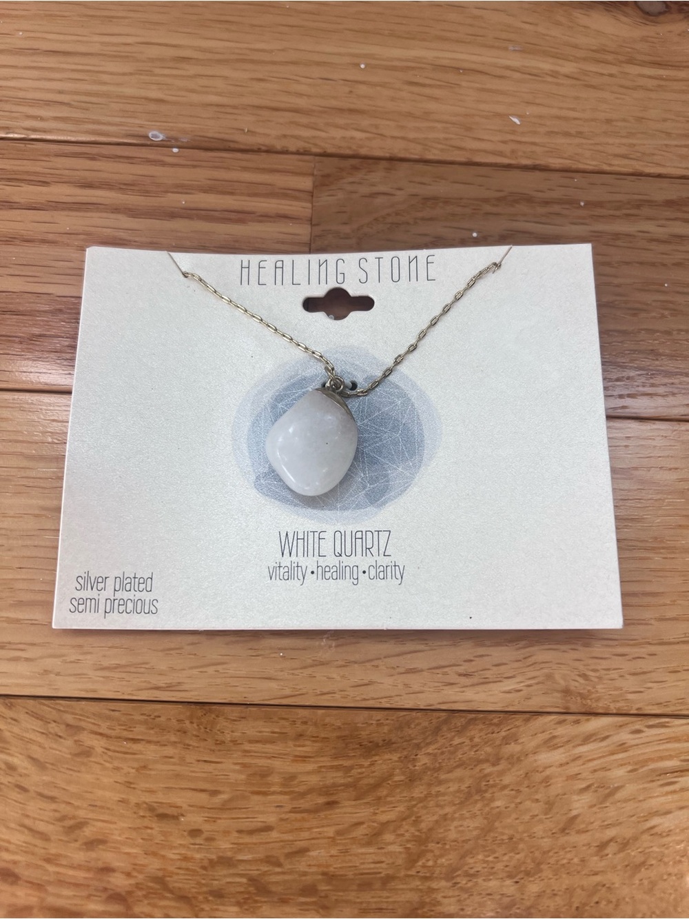 White Quartz Pendant Necklace - Silver Plated